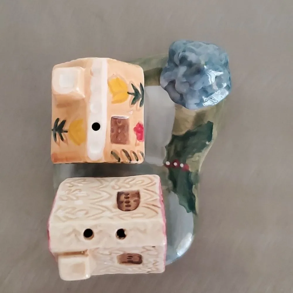 Anthropologie Nathalie Lete Cottage Salt & Pepper Shaker Set Holiday Village